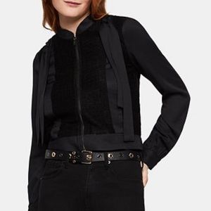 NWT • BCBG Generation • Tile-Lace Bomber Jacket in Black
